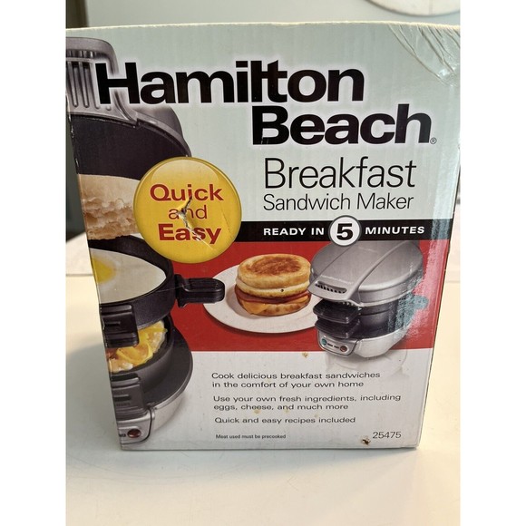NIB Hamilton Beach Breakfast Sandwich Maker Model 25475 Egg McMuffin Style